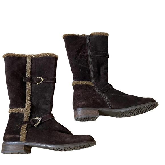 STUART WEITZMAN boots Made in Spain,Brown Suede,BlockHeel,Fur Lined,Women SZ 6.5 - Picture 2 of 8